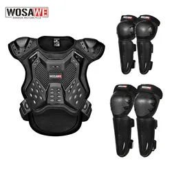 WOSAWE Motorcycle Kids Chest Vest Children Kids Motocross Jacket Chest Spine Knee Elbow Pad for Motorbike Cycling Skiing
