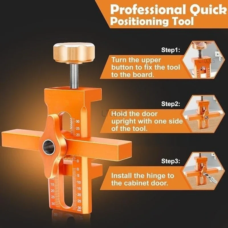 Cabinet Making Auxiliary Jig for Panel, Rebound Device and Hinge Installation - No Handle Cabinet Panel Install Leveling Clamp