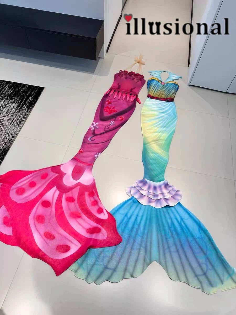 

illusional Fairytopia Fish tail cosplay costume diving suit swimsuit mmermaid dress summer