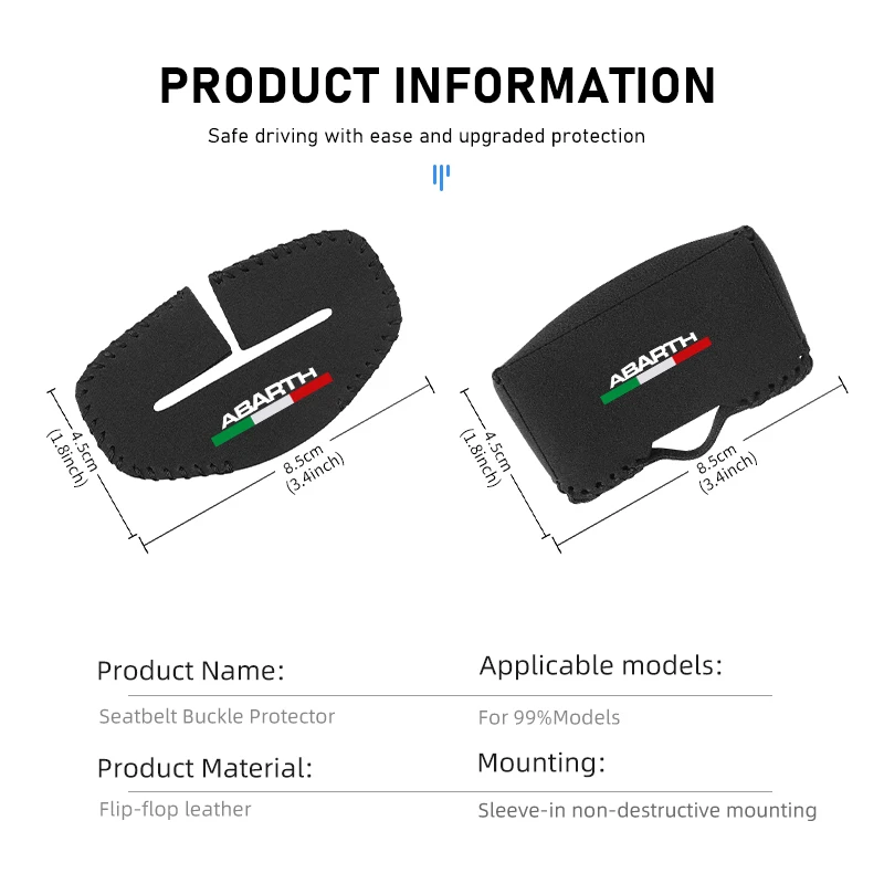 2pcs Suede Car Seat Belt Buckle Cover Soft Anti Drop Protector For Abarth 595 695 500 124 Spider 4S Panda 5CC TC view 6