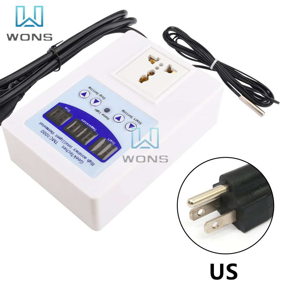 TMC-1000 Intelligent Digital Temperature Controller LED Display Temperature Socket Controller 9 ° C~99 ° C AC 110V-240V US EU UK