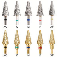1/2Pcs Nail Gold Carbide Nail Drill Bit Tapered Milling Cutter for Manicure Remove Gel Acrylics Tool Nail Drill Accessories