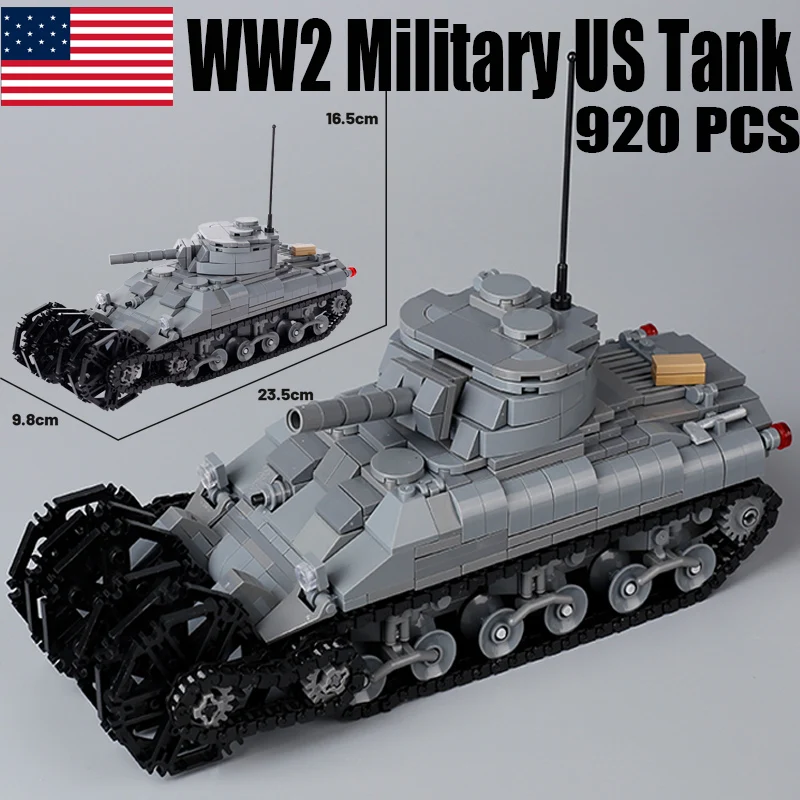 

WW2 US Military Flail Tank Model Building Blocks WW1 Army Soldier Figures Vehicle Car Cannon War Infantry Weapons Bricks Toy Boy