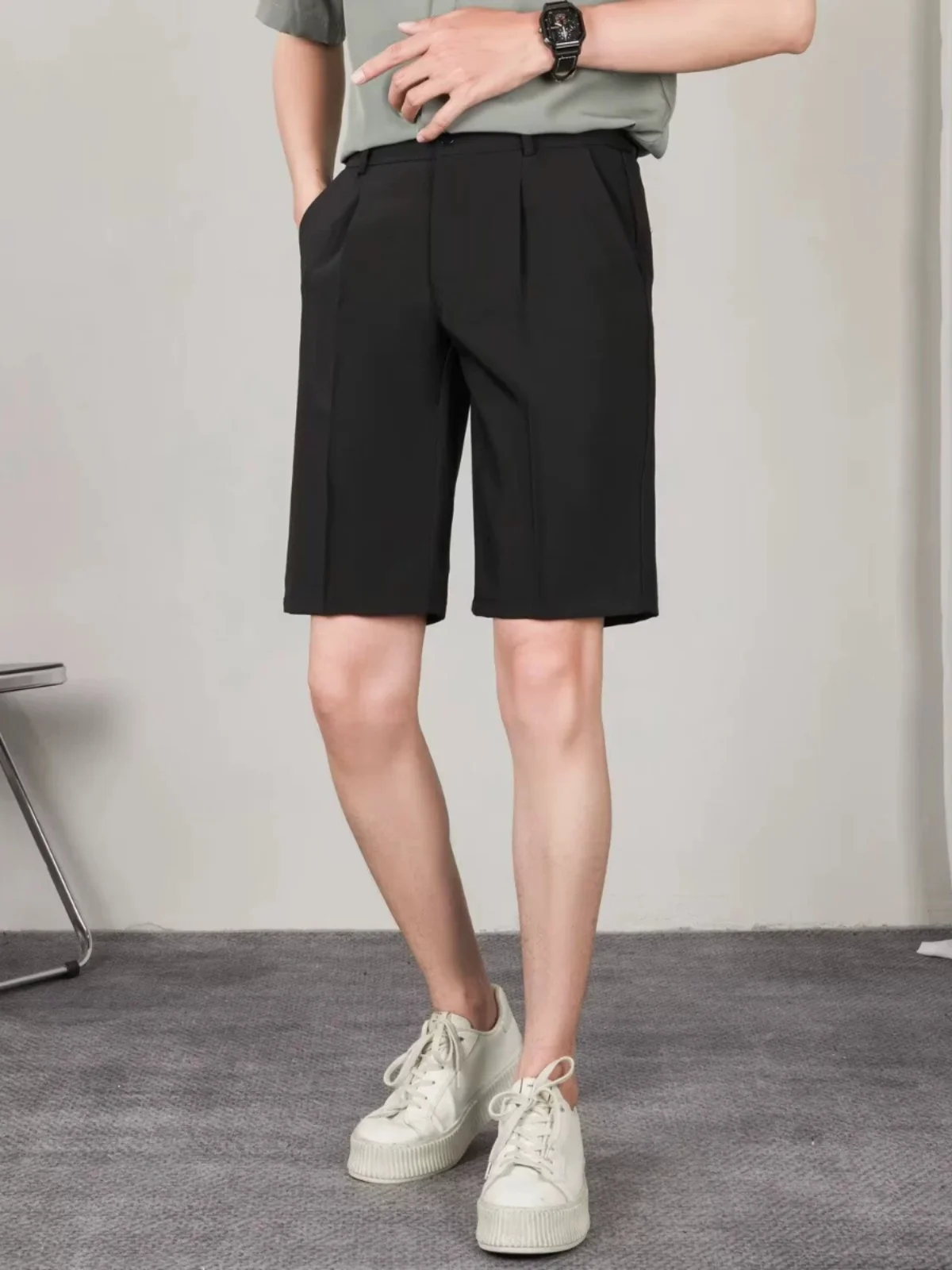 

Летние мужские спортивные тонкие повседневные брюки Qui Dry Suit orts Drapey длиной пять четвертей, модная молодежная одежда прямого кроя