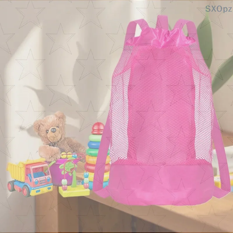 

Extra-Large Sand-Resistant Drawstring Beach Backpack Kids Pool Toys Storage Bag For Shell Collecting
