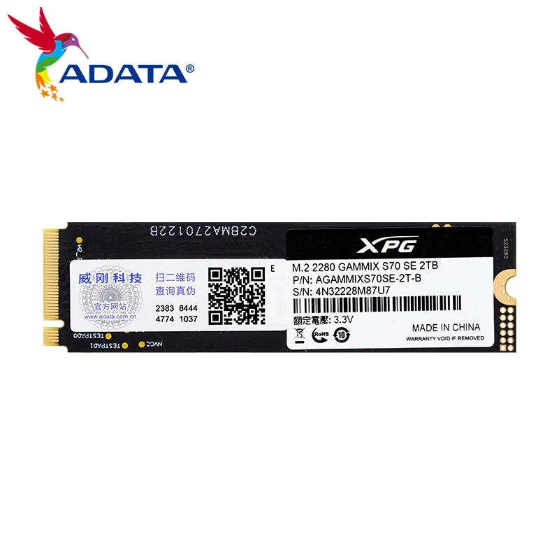 ADATA XPG M.2 2280 GAMMIX S70 SE PCIe4.0 NVMe SSD 1TB 2TB Hard Disk Up to 7000Mb/s Internal Solid State Drive for PC PS5