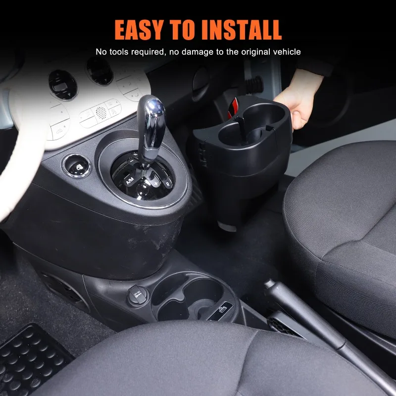 

ABS Center Console Armrest Cup Holder Storage Box Car Organizer For 2016-2025 Fiat 500 Car Interior Accessories