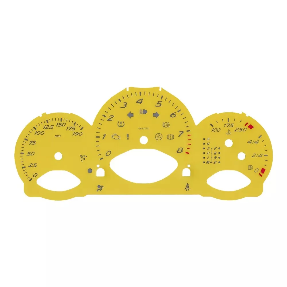 Gauge Face for Porsche 987 Boxster Cayman Instrument 190MPH, 8000rpm Black/Yellow/Red image 3