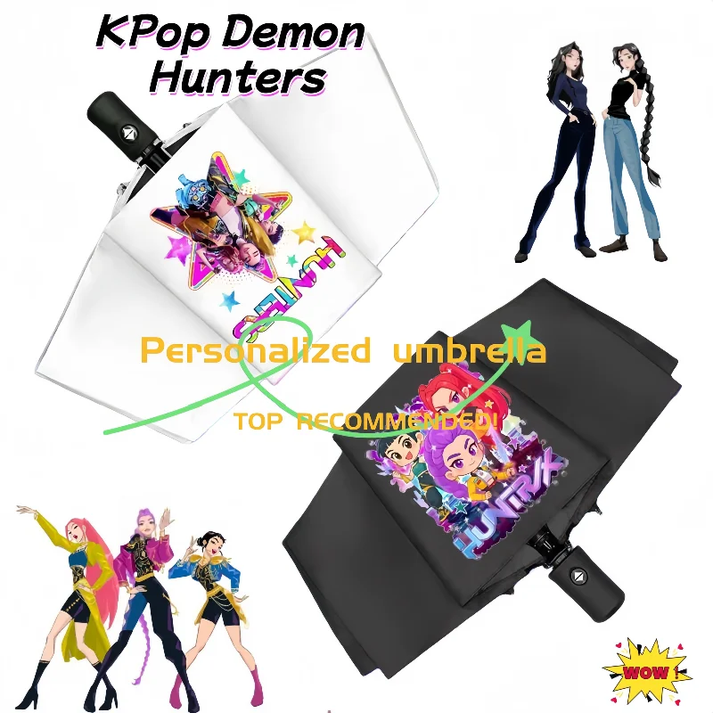 

KPop Demon Hunters Rumi Зонт от солнца с героями мультфильмов, креативный модный солнцезащитный крем, защита от ультрафиолета, зонтик от дождя или блеска, подарок на день рождения