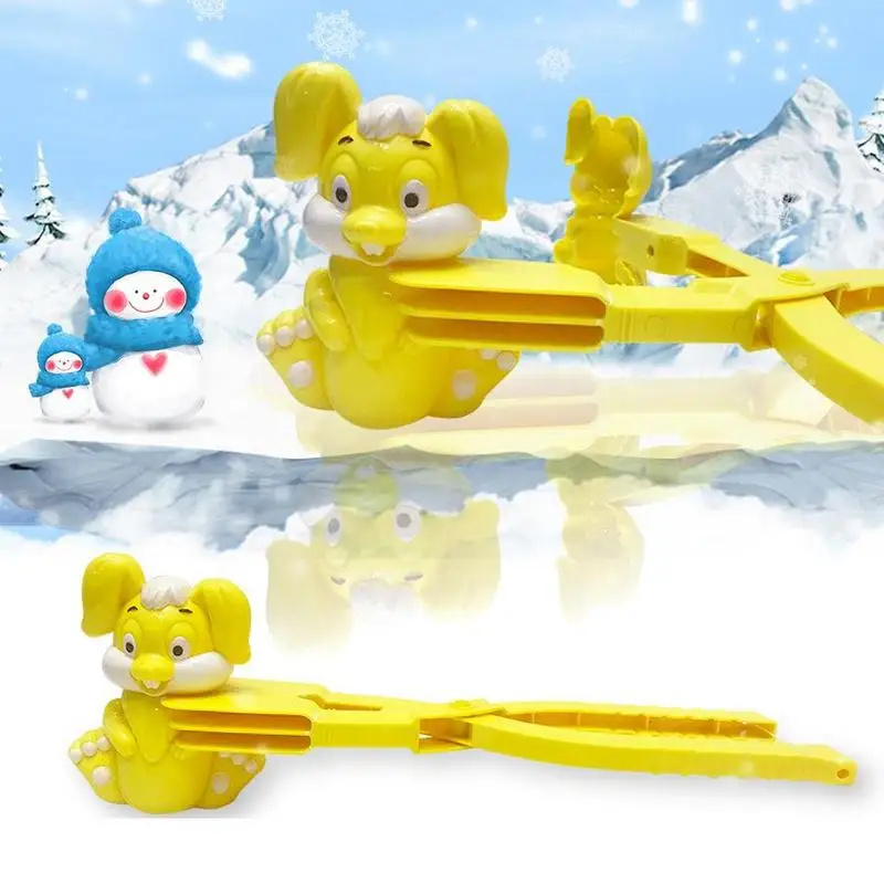 Snow Toy Maker 2pcs Snow Ball Clip Tools Rabbit Squirrel Shape Long Handle Winter Outdoor Toy For Girls Boys Kids Children