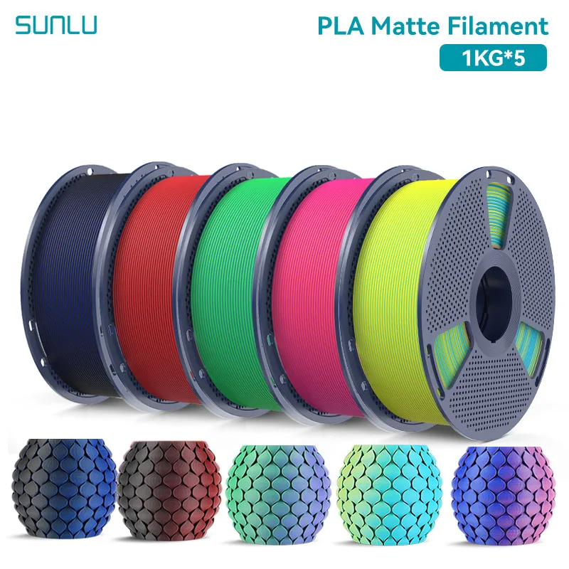 

SUNLU 5 кг двухцветная матовая нить для 3D-принтера 1,75 мм 1 кг +/- 0,02 мм матовая нить PLA подходит для большинства 3D-принтеров FDM и 3D-ручек