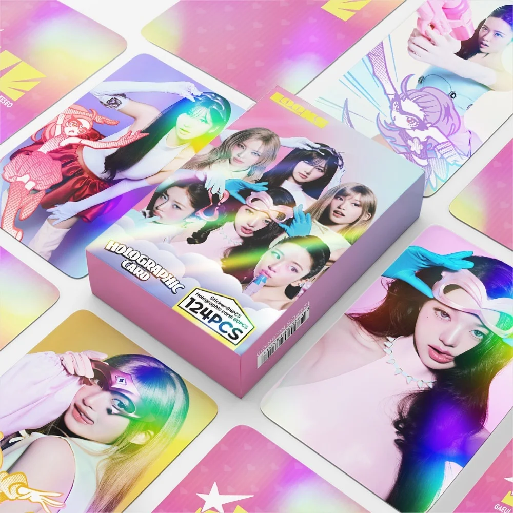 124PCS Laser Cards Girl group New Album LOOKSCANKILL Flash Card Star Mini Stickers Collection LOMO Cards Fans Gifts