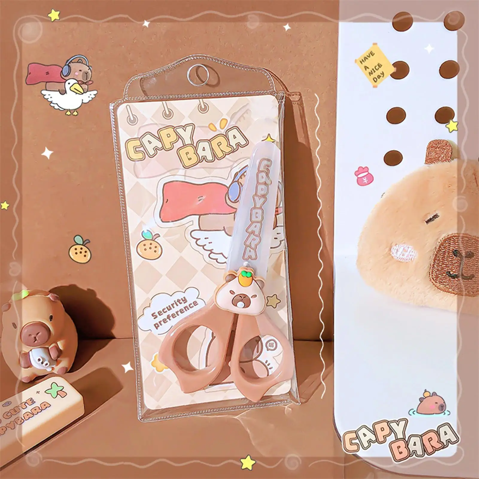 Capybara safety scissors Capybara Cartoon Rounded Tip Scissors stainless steel small scissors Convenient Paper Cutting Tools