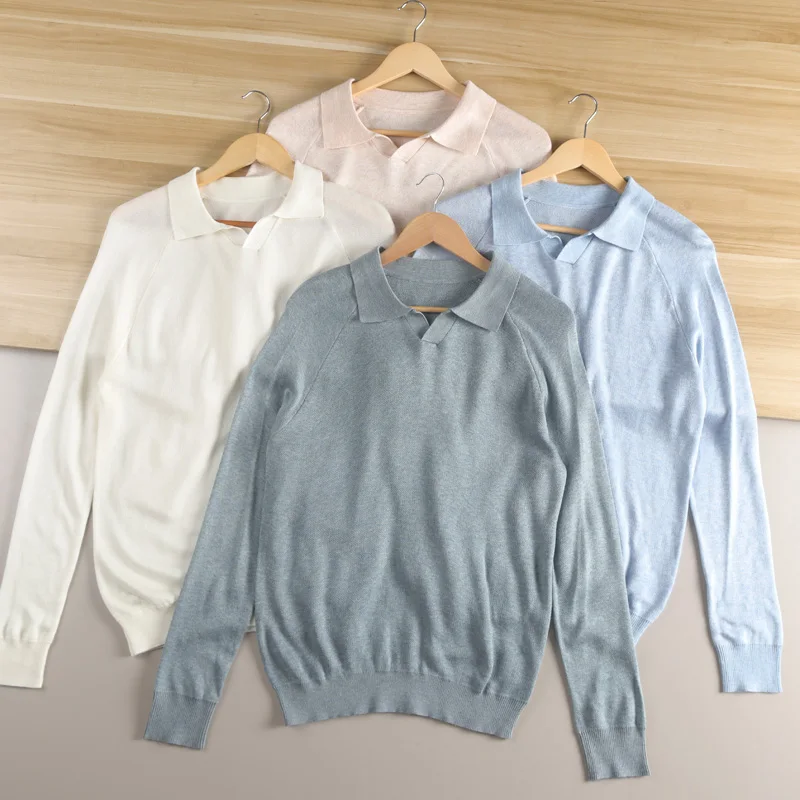 سترة محبوكة إيطالية فاخرة للرجال O-Ne طويلة مخملية من القطن والحرير والصوف الخريف غير الرسمي Faion Ci Sle لون نقي