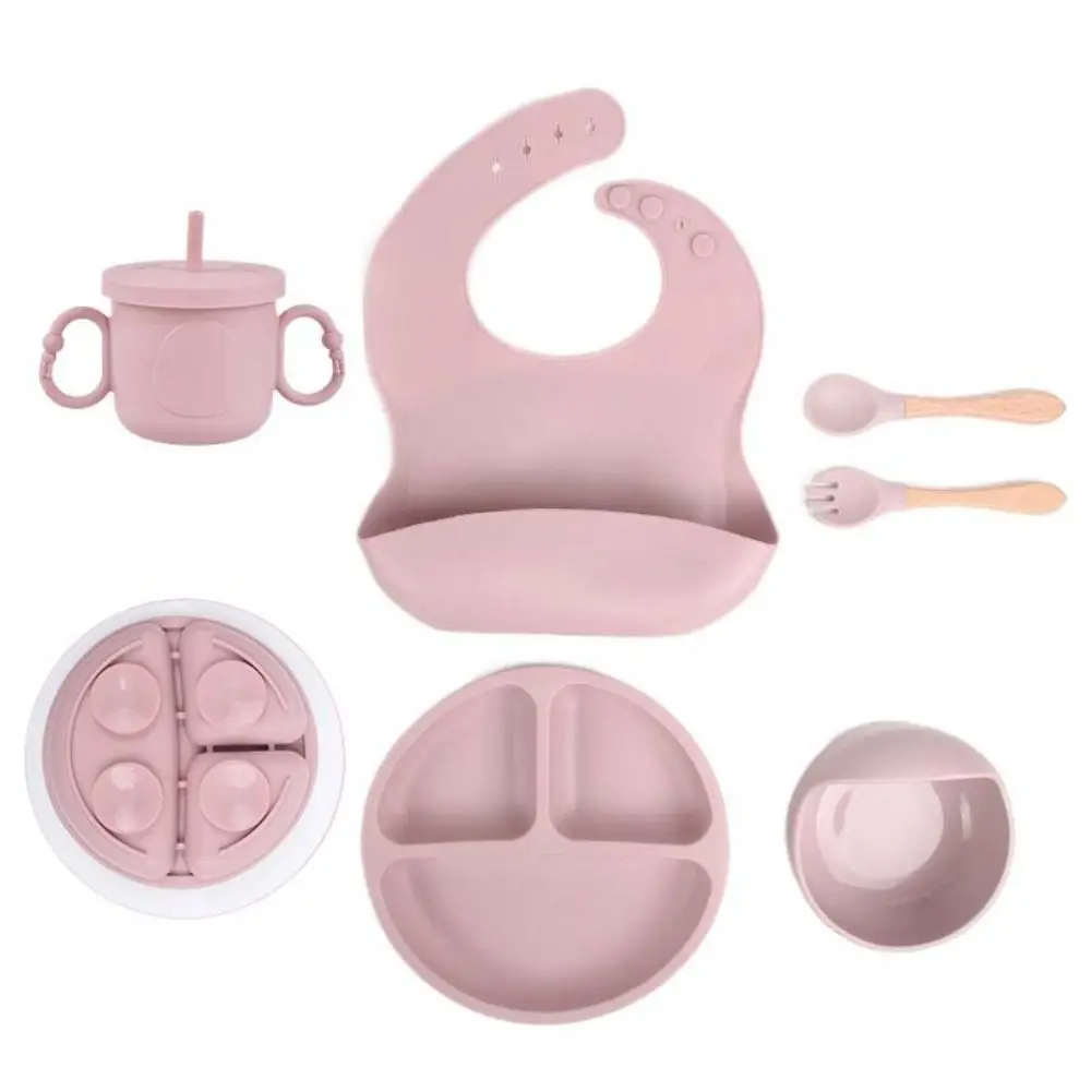 

Strong Suction Baby Meal Set Eating Training Feeding Tableware Children's Silicone Cutlery Anti-Fall Dinner Plate
