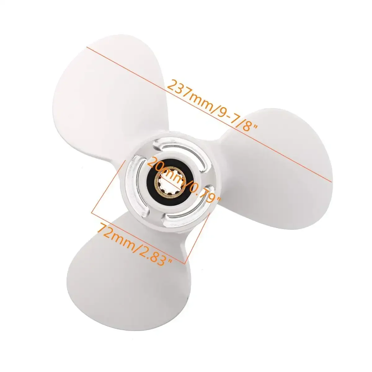 

Boat Outboard Propeller White 10 Spline Tooth 3 Blades For Yamaha 20-30HP 664-45947-01-EL Aluminium alloy 9 7/8 x 11 1/4