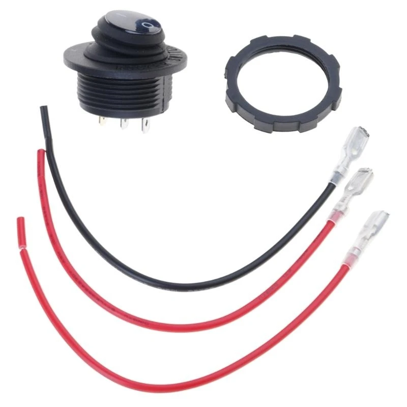 

242A 12V 20A Waterproof Rocker Switch Blue LED Lighted Round ON Off 3 Pin 12 Volt Weatherproof for Marine Car RV Truck