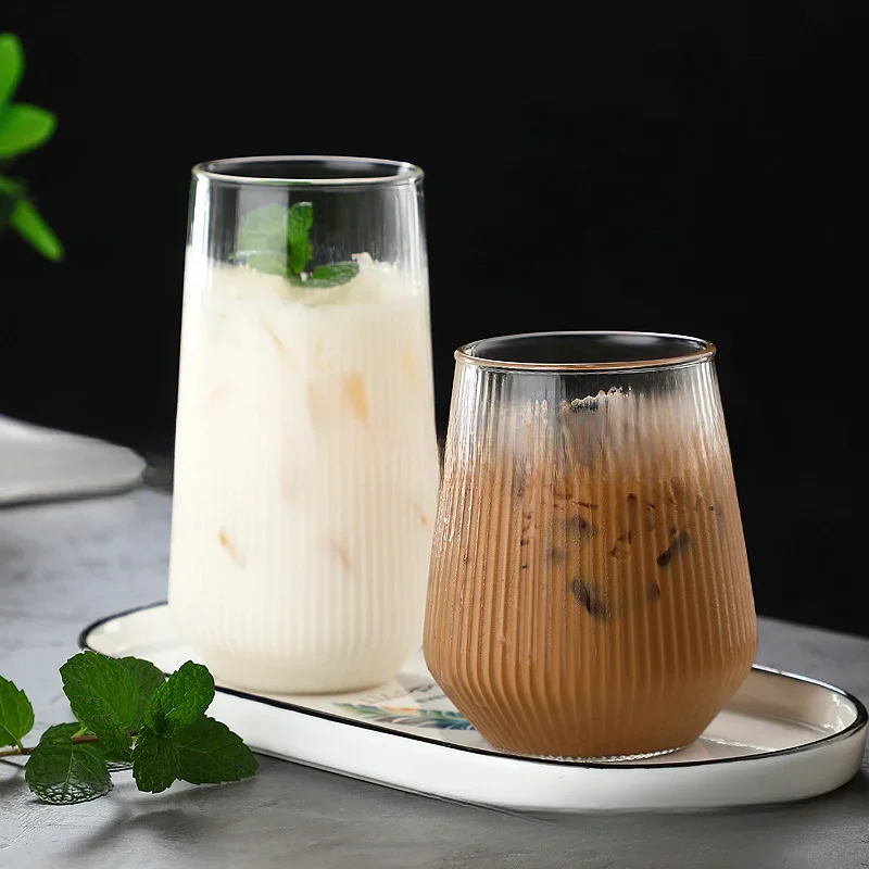 High Borosilicate Glass Household Vertical Milk Glass Iced Coffee Juice Glass Transparent Large-capacity Single-layer Cup