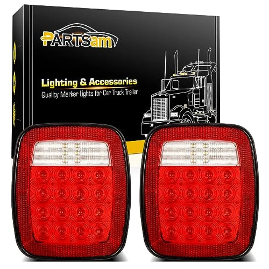 Pair 38 LED Universal Tail Brake Turn Stop License Back up Reverse Lights Rear Combination for Wrangler YJ TJ CJ Truck Trailer