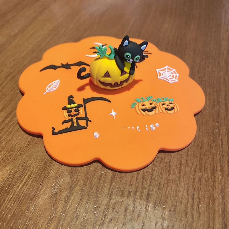 Cubierta de taza de silicona de calidad alimentaria, cubierta de taza para beber, cubierta de taza Universal a prueba de polvo de dibujos animados, cubierta de taza de café