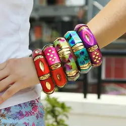 2024 Fashion BOHO Metal Brass Sets Bangle Inlaid Colorful Bone Resin Cuff Multi Desings BB-015