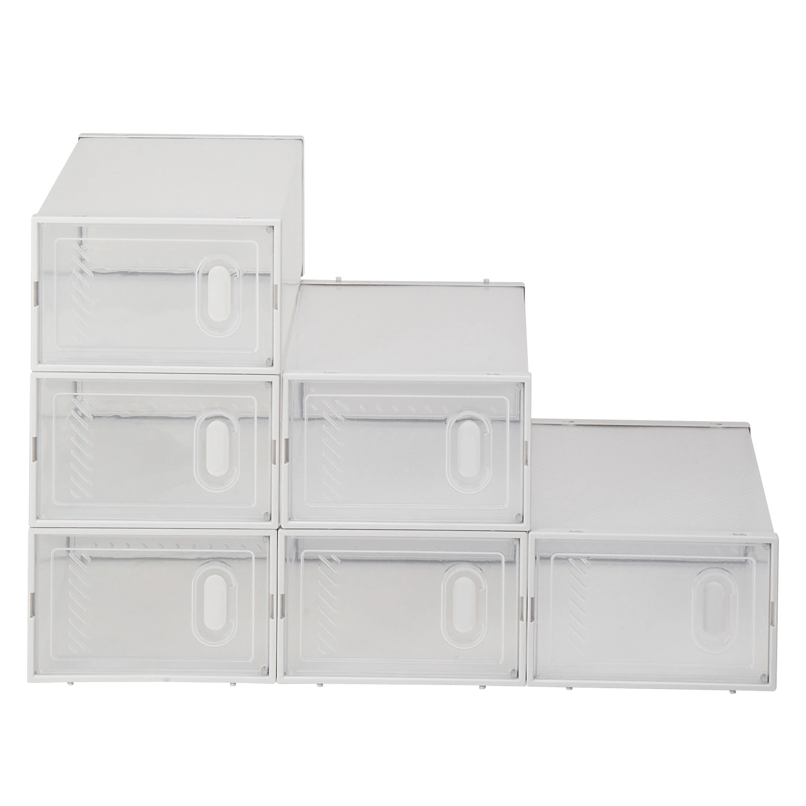 Shoe Storage Boxes 6 Pack Clear Plastic Stackable - White