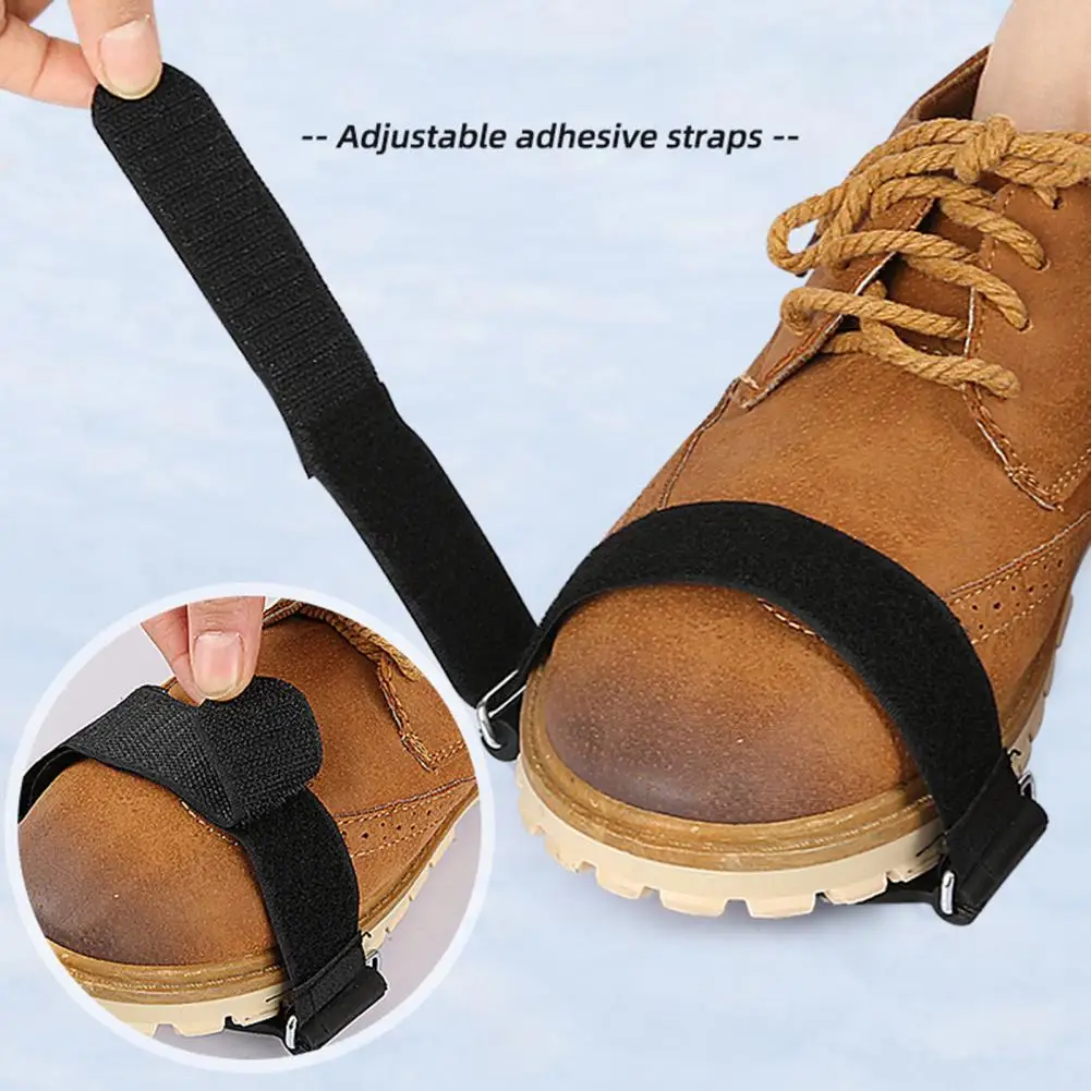 1 par de grampos de gelo 7 pontas fita fixadora ajustável antiderrapante inverno escalada caminhadas sapatos botas apertos de neve gelo crampons pinça