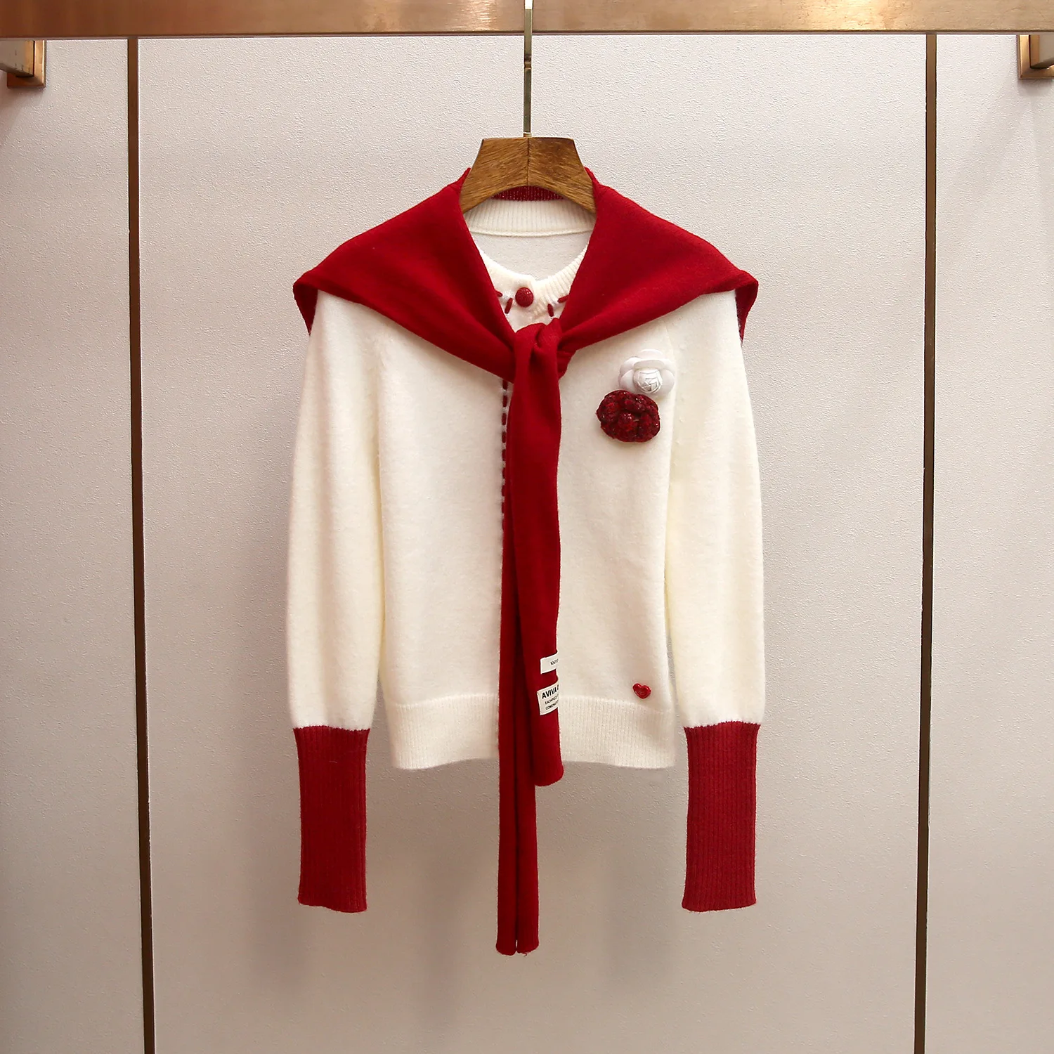 

MaSande High-End Women's Knitted awl Color Blo Tea Rose College Sle Spring New Arrival Anti-Aging Soft Medium Bright Th...