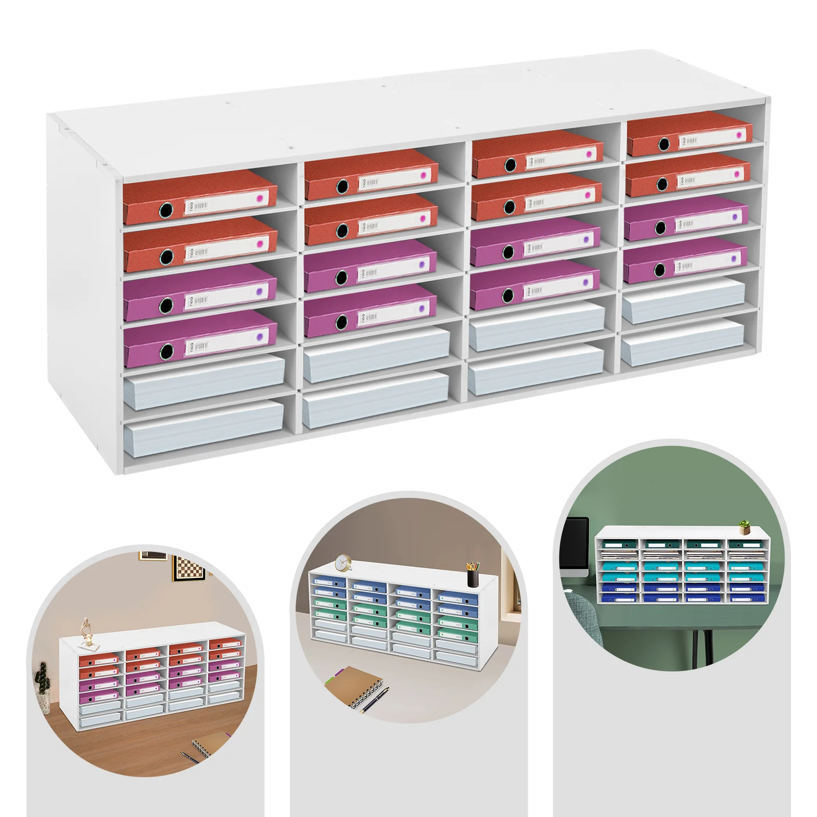 24 Slots, 6 Rows, 4 Columns File Classification Cabinet for office school to store office supplies, folders, personal items