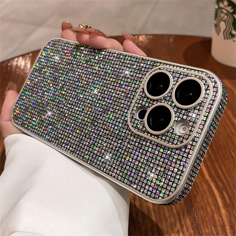 Luxuriöse Handyhülle mit Glitzer und Pailletten für iPhone 18 17 16 15 14 13 12 Pro Max, glitzernde Kamera-Schutzhülle – Detail 9