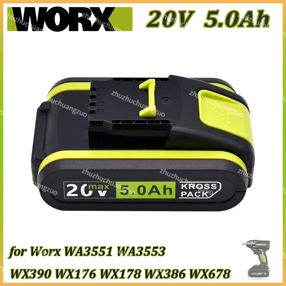 

20V 5000 MAh Lithium Battery Suitable for Worx WA3551 WA3553 WX390 WX176 WX178 WX386 WX678