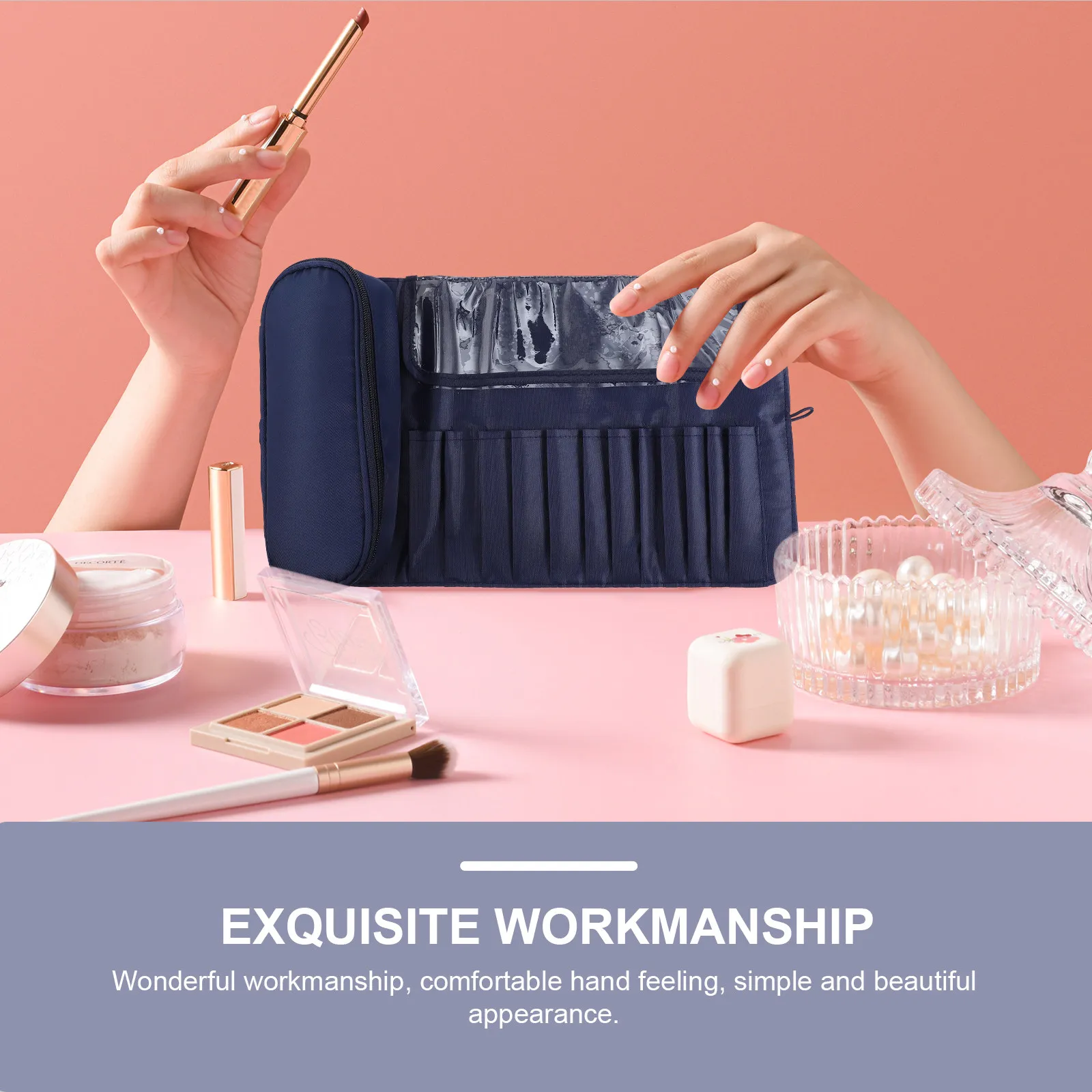 Exquisite Craftsmanship Makeup Brush Storage Holder Multi-Functional Storage Bag for Travel Home Use Multipurpose
