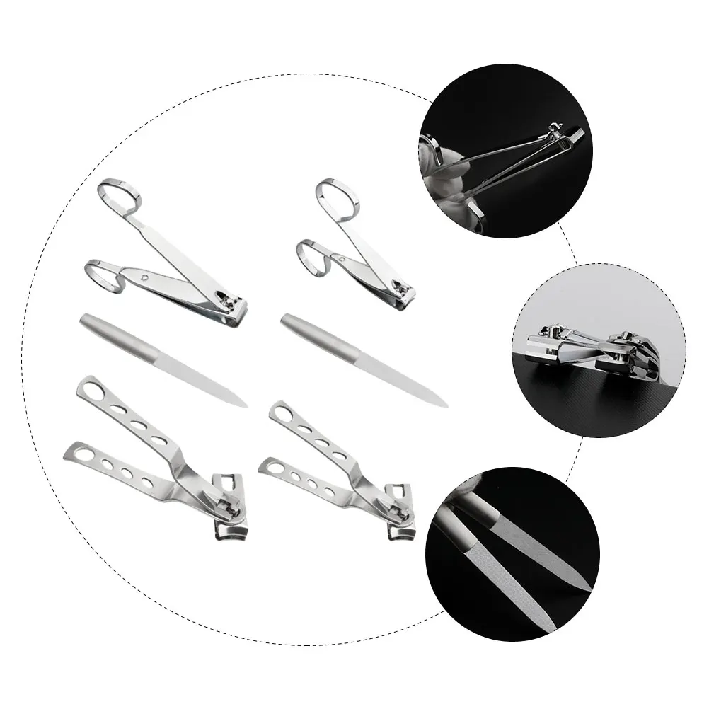 

6pcs Nail Clippers Manicure Kit Stainless Steel Scissors Pedicure Cutter Sharp Travel Lightweight Ergonomic Thick Nails Easy