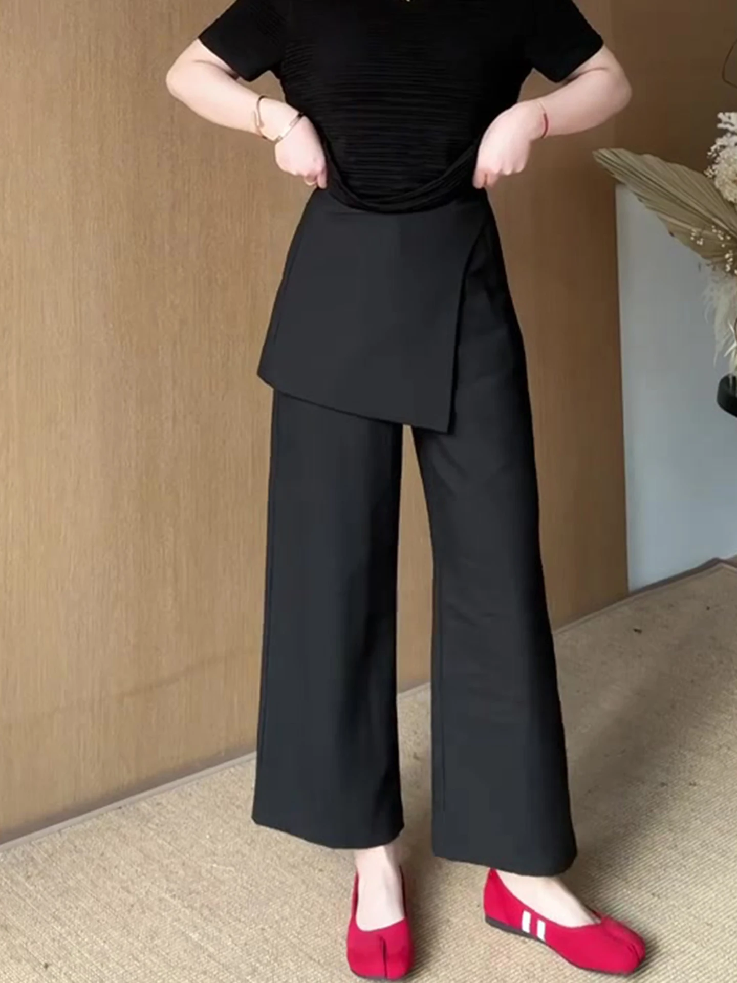 Black High Waist Wide Leg Pants Women's Loose Casual Commute Trousers Spring 2026 New Arrival plus Size Straight Leg Pants