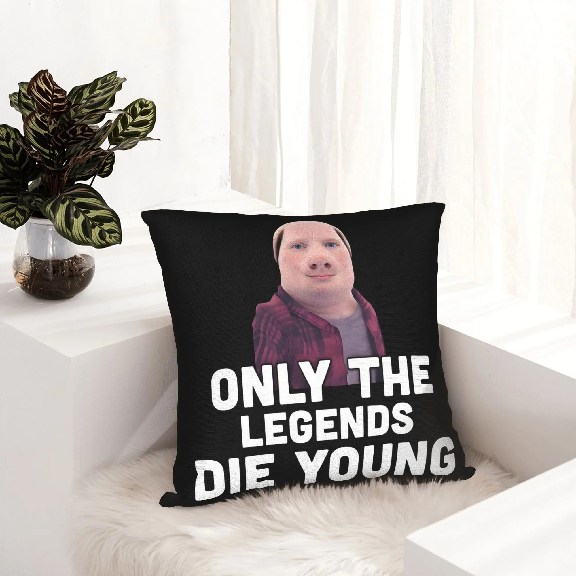 John Pork Meme Nordic Throw Pillow Cover Home Decorative Only The Legends Die Young  Cushions for Sofa