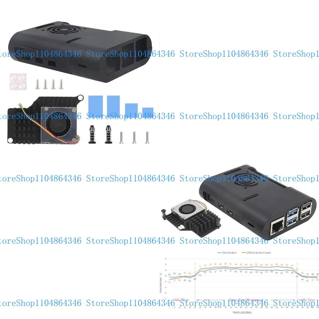 

Корпус корпуса 5ASD с охлаждающим вентилятором для Bocket Protector RPI5