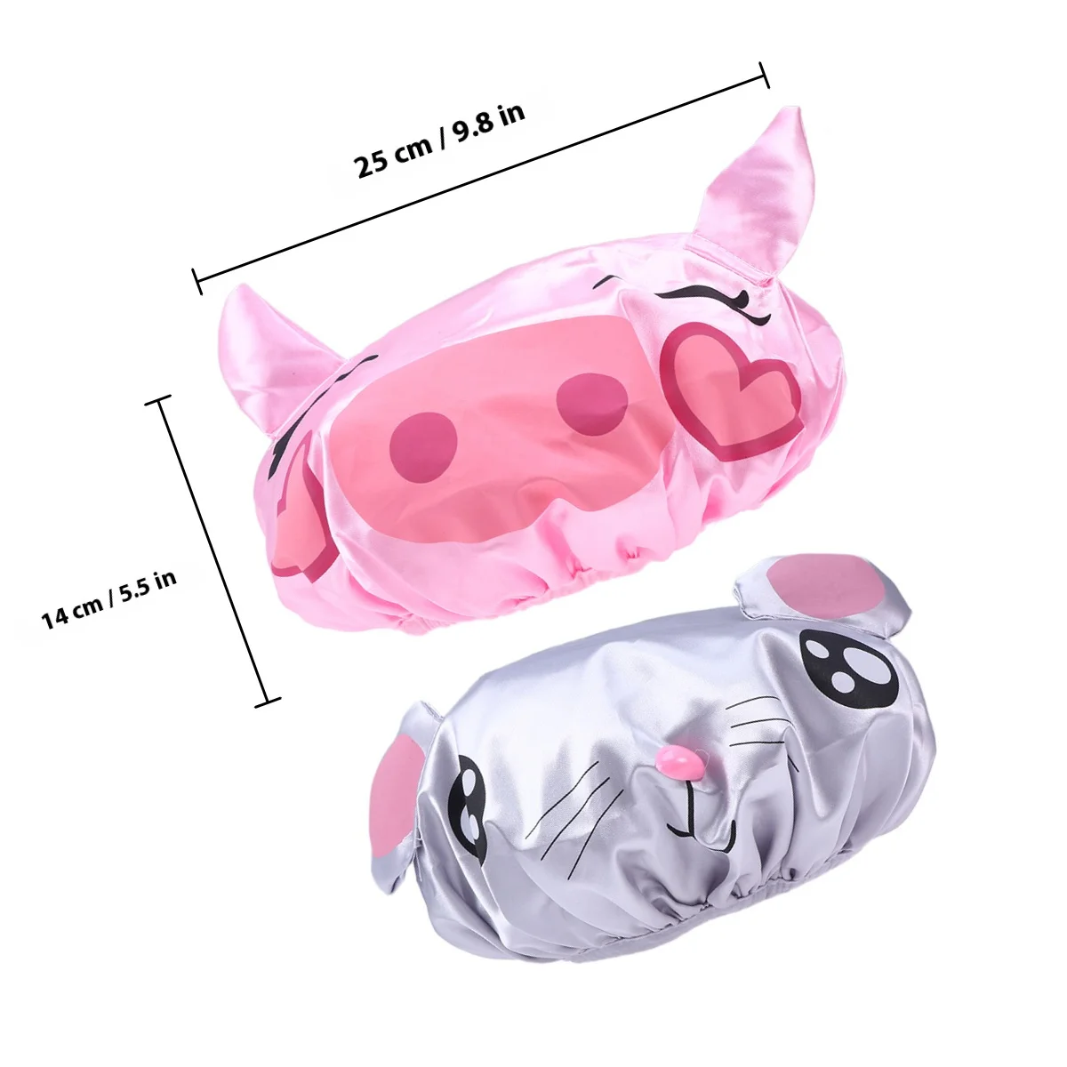 2 قطعة قبعة استحمام الطفل مقاوم للماء قبعة حمام الساتان قابلة لإعادة الاستخدام لينة غير ركوب شريط مرن للطفل الشعر الجاف حفظ السفر