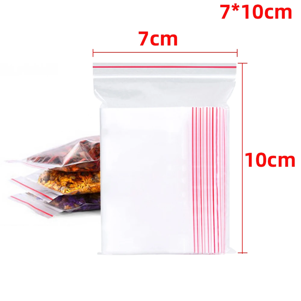 100-500PCS Hersluitbare Zip Lock Plastic Zakken Self Seal Clear Poly Bag Voedsel Opslag Pakket Zakjes Vacuüm verse Organiseren Zak