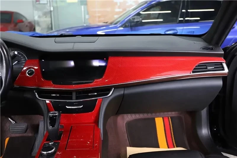 LHD For Cadillac CT6 2016-2020 ABS Carbon Fiber Center Control Strip Panel Cover Trim Car Strip Frame Car Styling