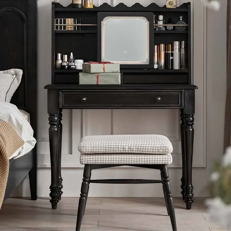 Small Black Dressing Table Mirror Modern Minimal Living Room Dressing Table Storage Makeup