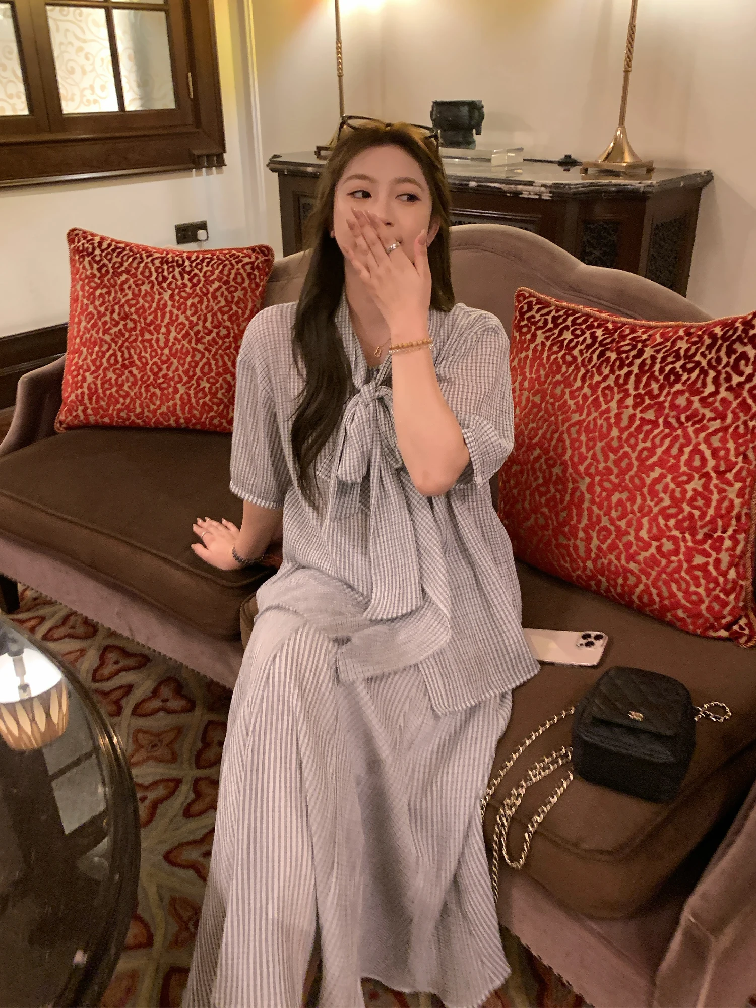 

Комплект из хлопковой юбки и топа в клетку NAZ большого размера: летняя модная ретро-юбка А-силуэта с высокой талией для полных женщин