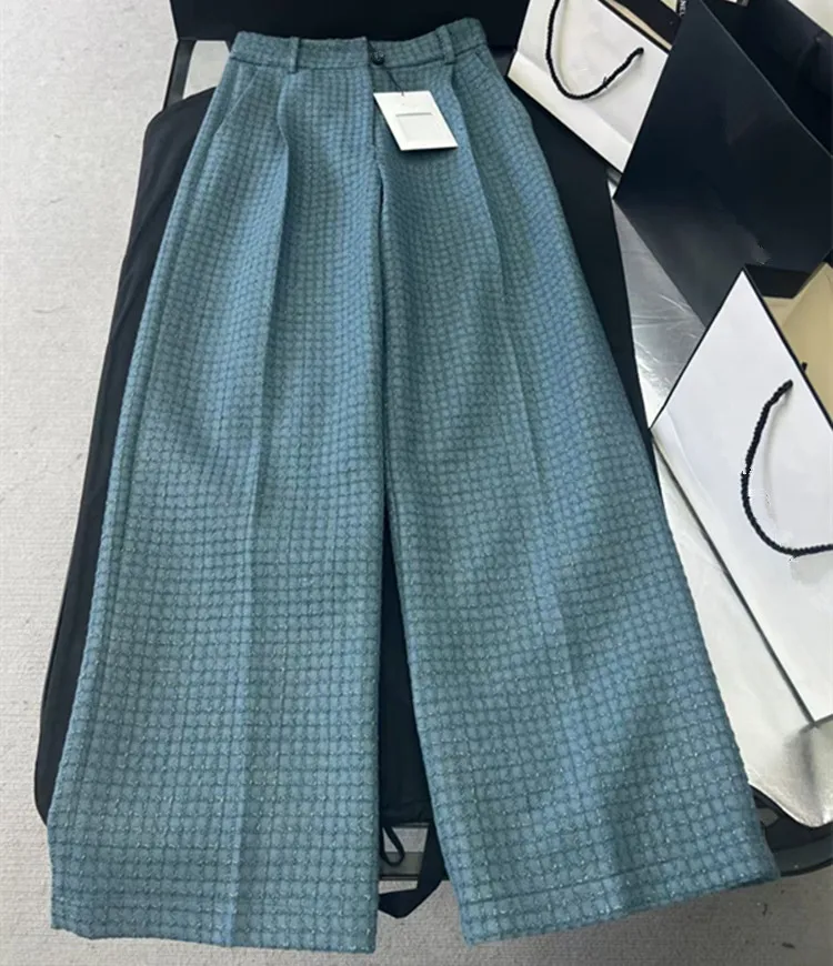 Customization European women's fashion 2026 spring new collection Long-sleeved suit collar multiple pockets tweed coat pant suit