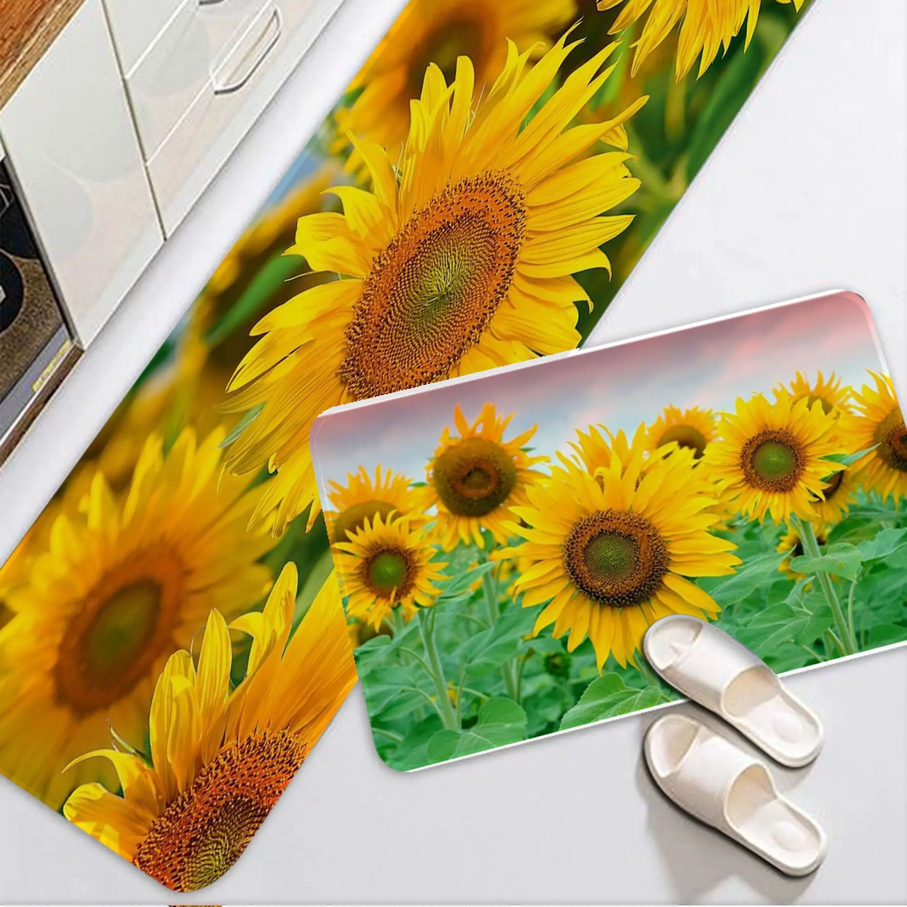 Sunflower Floor Mat Door Mat Washable Non-Slip Living Room Sofa Chairs Area Mat Kitchen Doormat Area Rug