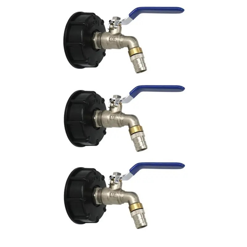 AT02-3X IBC Ball Outlet Tap Tank 3/4Inch Food Grade Drain Adapter S60X6 1000 L Tank Rainwater Container Brass Hose Faucet