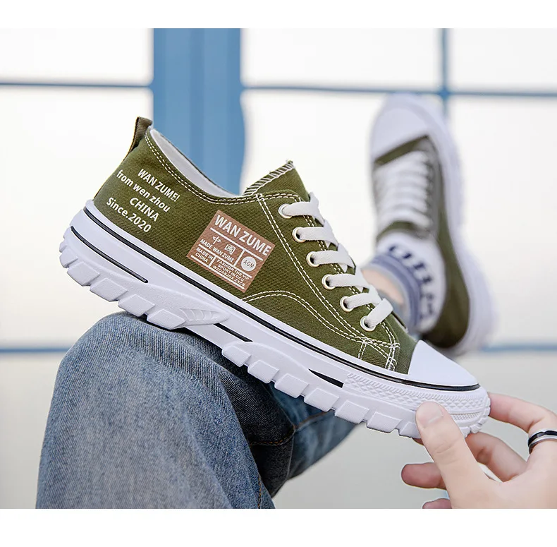 Mode rutschfeste Männer Casual Canvas Schuhe Bequeme flache Turnschuhe – Detail 10