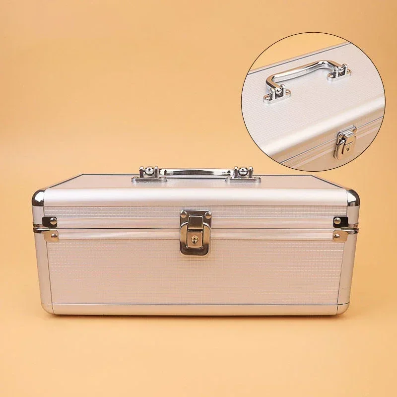 Double Layer Aluminum Storage Suitcase Waterproof Hard Shell Empty Organizer Box Ear Cleaning Components Make Up Tools Box