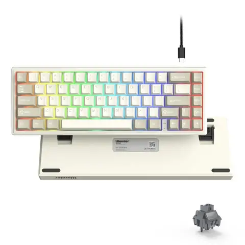 Womier 60% Percent Keyboard V-K66 Mechanical Gaming Keyboard Gasket Mounted Wired LED Backlit Hot-Swap Keyboard with Arrow Keys