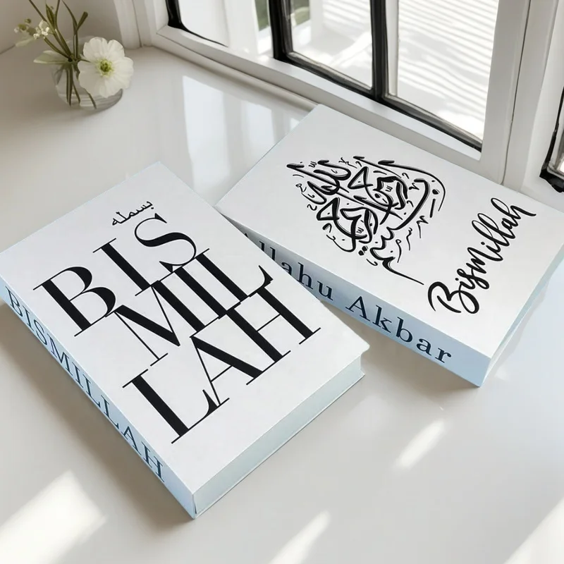 فتح كتاب وهمية الكتب الزخرفية صندوق تخزين طاولة القهوة الإسلامية الديكور الداخلي مسجد كابا قوس غرفة نوم إسلامية ديكور المنزل