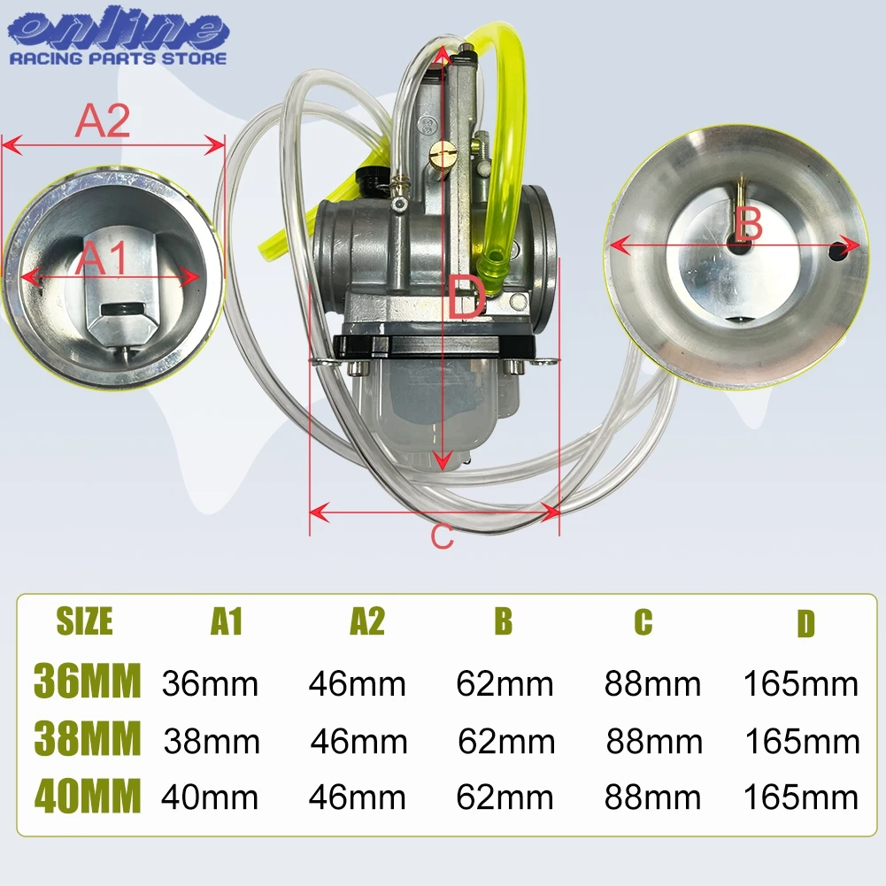 38mm 40mm Lectron High Velocity Adjustable Power Jet Carburetor With Cable For Honda YZ250F KX250F RMZ250 CRF250R CRF450R Enduro