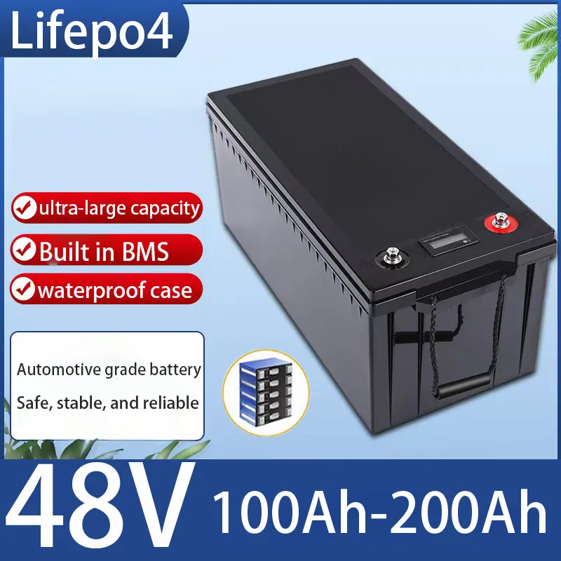 

new 48V 100Ah 200Ah 5kw 10kw LiFePO4 Battery Built-in BMS More than 6000 Cycles for Solar Home RV/Camping Off-Grid Applications